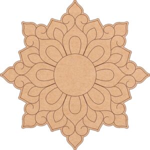 A laser cut MDF flower cut out with pre marked grid pattern, ready to be painted or decorated.