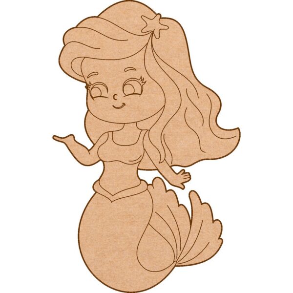 MDF mermaid fridge magnet with vibrant and colorful mermaid design.