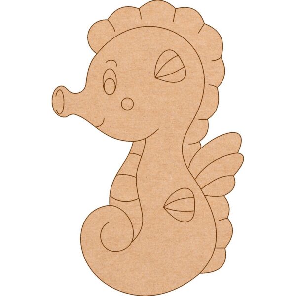 A blue MDF sea horse fridge magnet.